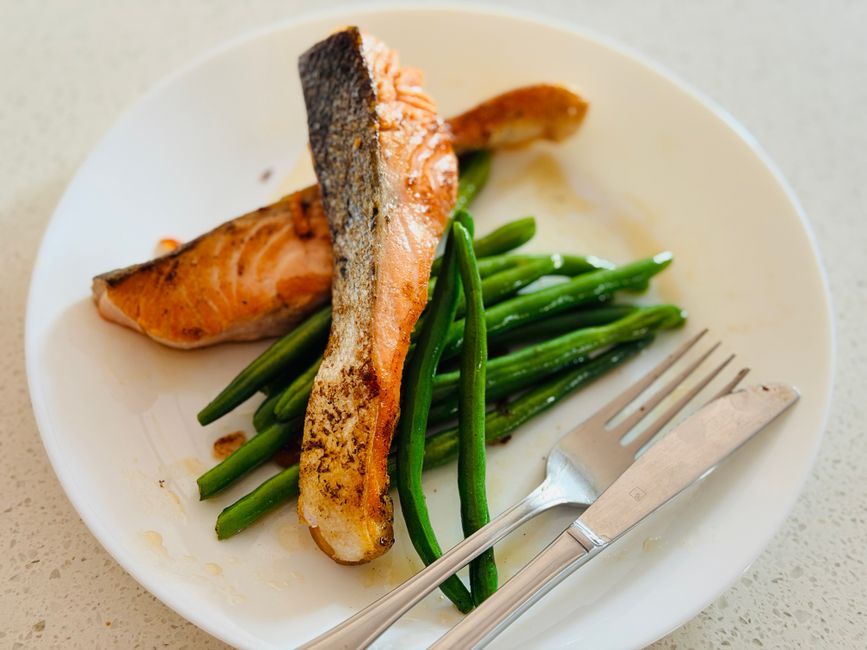 File de tilapia la abur cu fasole verde